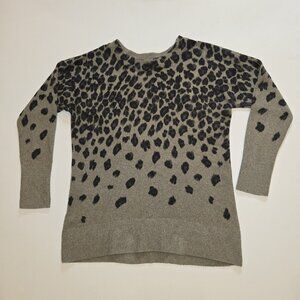 TRIBAL Leopard Print Sweater Women's XS Olive Green Black‎ Crew Oversized Crew